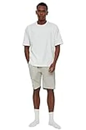 Trendyol Herr herr enkel vävd T-shirt-kort pyjamasset, vit, XL, , XL
