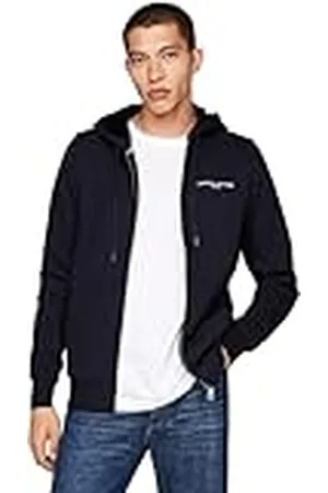 Tommy Hilfiger TOMMY LOGO FUR LINED HOODY MW0MW37245, blixtlås genom huvtröja, blå, XS, , XS