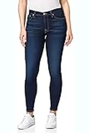 7 for all Mankind Dam Hw Skinny Crop Rinsed Blue Jeans
