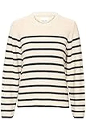 Part Two Kvinnors tröja Crew Neck långärmad vanlig passform randigt mönster, , M
