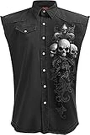 Spiral Skull Scroll herrväst biker gotisk skräck, rockwear, skallar, , L