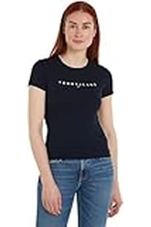 Tommy Hilfiger Dam smal linjär T-shirt Ss Ext S/S T-shirts, blå, L, , L