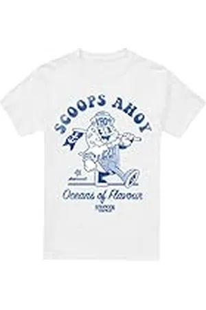 Stranger Things Scoops Ahoy Retro Unisex T-shirt, Vit, XXXXX-Large, , 5XL