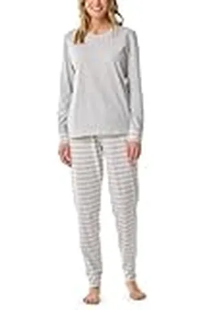 Schiesser Damen Schlafanzug lang Set mit Bündchen weiche Baumwolle - Nightwear
