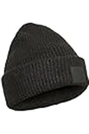 Kaffe Kvinnors plusstorlek stickad hatt vikbar bricka med logotyp lapphuva, , svart EU, , Black