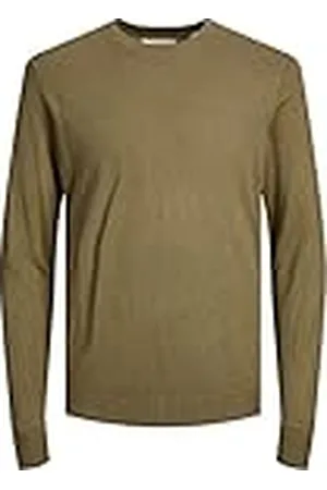 JACK & JONES Herr JPRIGOR linne stickad crew neck stickad tröja, capers/detalj: melange, XL, , XL