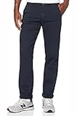 Hackett Stickade chino raka jeans för män, Blå (Marinblå 595), 33W x 34L