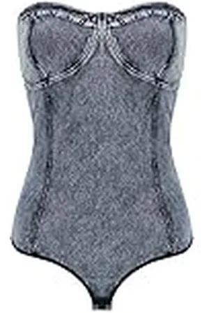 Freddy Dam ärmlös Leotard korsett, Jeans slavato-cuciture blu, M