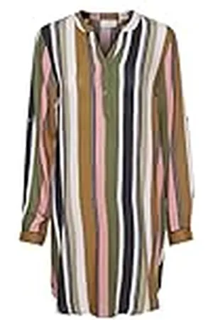 Kaffe Damtröja tunic med Roll Up Sleeves överdimensionerade lång blus casual klänning, , 38
