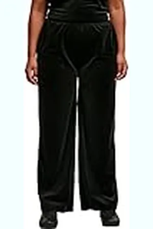 Urban classics Joggingbyxor för kvinnor, sammet, sweatpants av sammetstyg med vida ben, fritid vida byxor med sidofickor, storlek XS till 5XL, , S