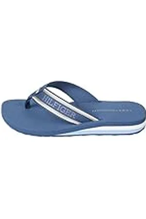 Tommy Hilfiger Dam IM Hilfiger strand sandal flip-flop, Fossil Blue, 4 UK, , 37 EU