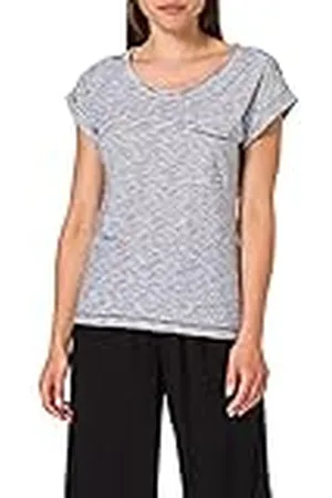 Camel Active Dam-t-shirt randig med rund hals, Svart-vit, M