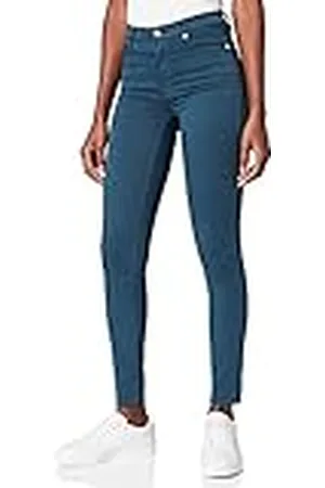 7 for all Mankind Dam Hw Skinny Colored Slim Illusion med Raw Cut Peacock byxor, , 25W / 30L