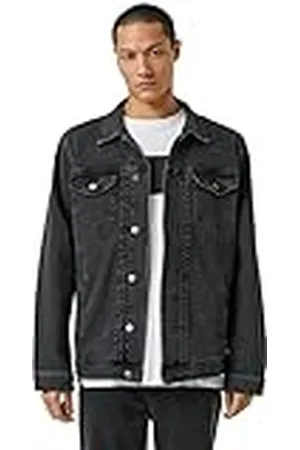 Koton Basic jeansjacka med knappficka för män, detaljerad klassisk hals, , S