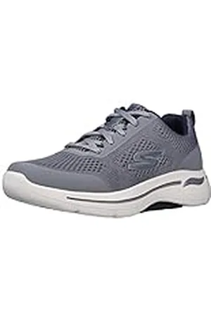 Skechers Herr Gowalk Arch Fit-Athletic träningssko med luftkyld skumsneaker, Grå/Marinblå, 14