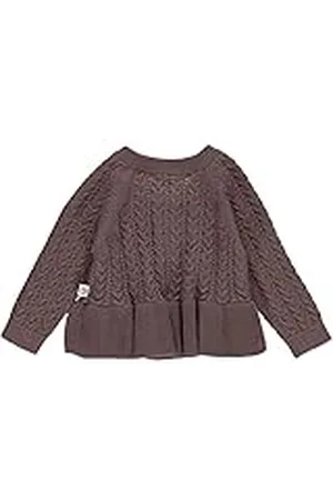 Müsli By Green Cotton Baby flickor stickad frill kofta tröja, grape, 56