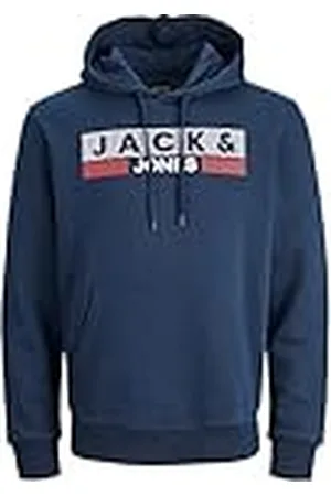 JACK & JONES Huvtröja för män plus size logo huvtröja, , XXL plus size