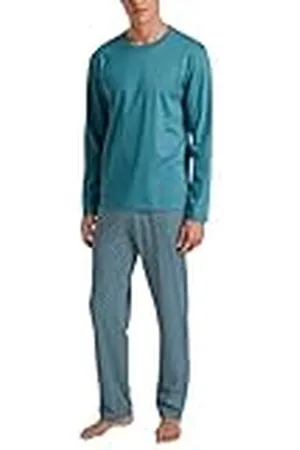Calida Relax Streamline pyjamas för män, av 100% bomull, byxor med tygtäckt elastisk linning, , 58-60