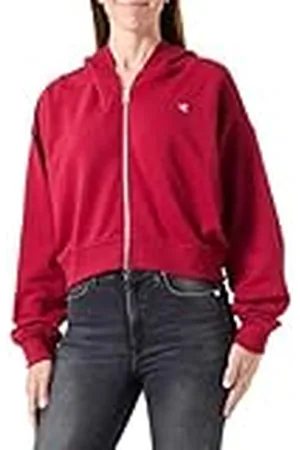Calvin Klein Jeans dam CK EMBRO BADGE ZIP-THROUGH J20J22885, dragkedja genom tröja, röd, L, , L