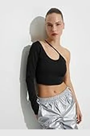 Koton Dam one Shoulder Crop Sports T-shirt långärmad rem detalj Slim Fit Cut BH, , M
