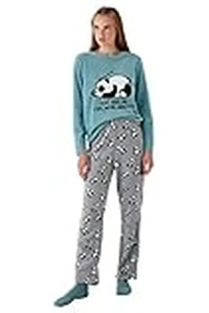 Koton Dam Baumwoll-Pyjama-Set med Stickerei Pyjama, , L, , L