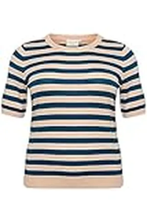 Kaffe Plusstorlek dam stickad pullover kortärmad smal passform rund hals, , M stor
