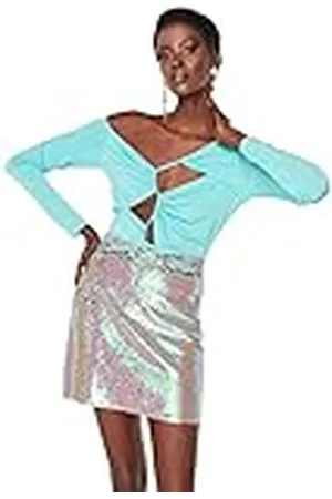 Trendyol Woman Slim asymmetrisk asymmetrisk krage woven bodysuit tröja dam, , 34