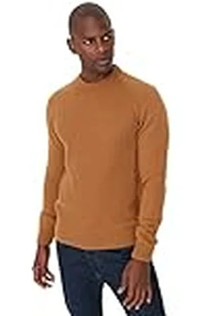 Trendyol Herr rund hals vanlig smal tröja sweatshirt, kamel, S, , S