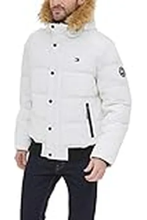 Tommy Hilfiger Mäns arktisk duk quiltad snorkel bomberjacka parkas, , M