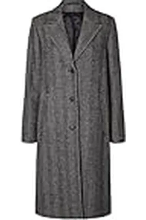 SELECTED Damer SLFNEW ALMA WOOL COAT fiskben NOOS kappa, svart/AOP: fiskbensben, 34, , 34