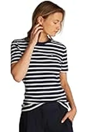 Tommy Hilfiger Dam ny CODY SLIM BOAT-NK 3/4SLV WW0WW40589, vit, S, Vit (Ecru/Blue Spell Stp), S