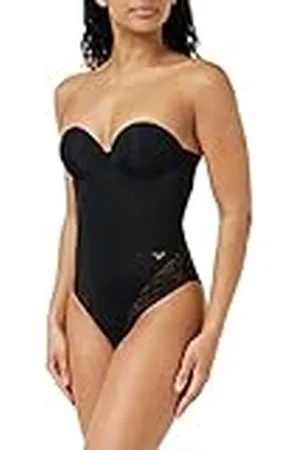 Emporio Armani Dam vadderad body brasiliansk andra hud mikrofiber & spets mode väst, , XS
