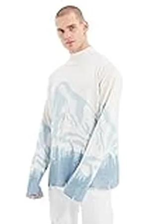 Trendyol Herr ECU herr oversize halva fiskare ribbad krage sweatshirt tröja, , M