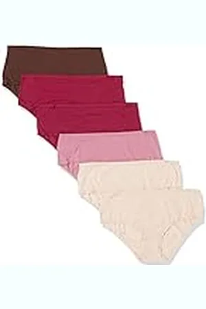 Amazon Kvinnors bomull Midi kalsonger underkläder (finns i plusstorlek), paket med 6, rodna/brun/vinröd/rosa, 2X