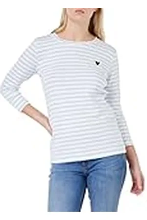Kaffe Dam T-shirt 3/4 ärm formad passform Kaliddy randig tröja 3/4, , M