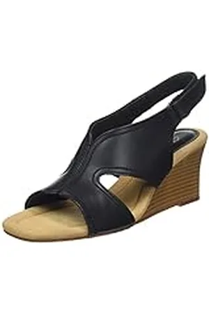 Clarks Kyarra Aster Sandal, Black Leather, 42 EU, , 42 EU