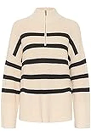 Part Two Kvinnors pullover halv dragkedja hög hals överdimensionerad passform långa ärmar, , M