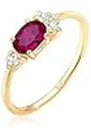 Elli PREMIUM ring förlovning klassisk zirkon kristaller syntetisk rubin guldpläterad 925 sterlingsilver, 54, Silver, Rubin