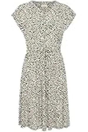 Kaffe Damklänning V-notch neck över knälängd kortärmad tryckt dam, , S