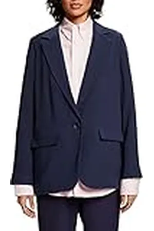 ESPRIT Lös blazer, LENZING™ ECOVERO™, marinblå, 38