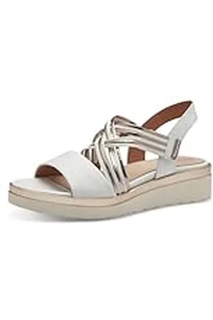 Tamaris Dam komfort 8-88707-42 152 vit/roséguld Wedge platå bekväm multibredd vardagssko festlig eleganta platta sandaler, 36 EU bred, , 36 EU Weit