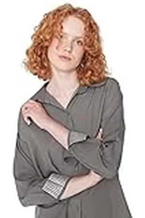Trendyol Dam enkel mellanvävd skjorta byxor pyjamas set, , 64