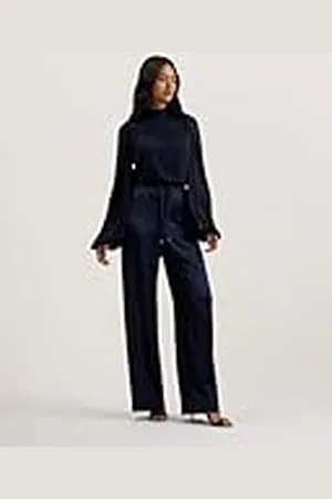 Ted Baker WMT-UMAIBO-Satin breda ben joggingbyxor marinblå, , 38 SE