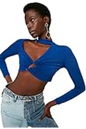 Trendyol Dam dam dam kort standard v-ringad stickad blus skjorta, , 68 SE