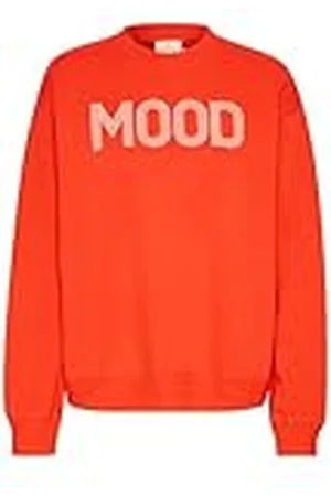 Kaffe Damsweatshirt grafisk topp statement Print Crew Neck Casual Fit, Eldigt röd, M