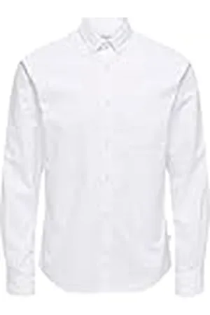 Only & Sons ONLY&SONS herrskjorta smal passform långärmad Oxford-skjorta snygg bekväm herrtopp, , M
