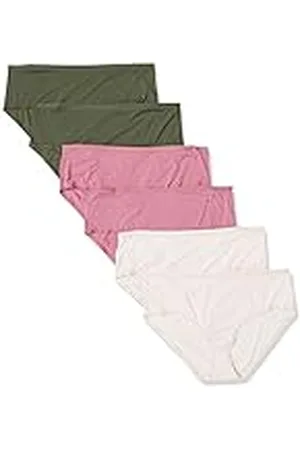 Amazon Kvinnors Mid Rise underkläder (finns i plusstorlek), paket med 6, blå/mörk kaki grön/mauve, 2X