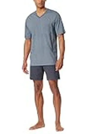 Schiesser Kortärmad pyjamas för män, V-ringning, komfort, nattkläder, pyjamas, , 58, , 58