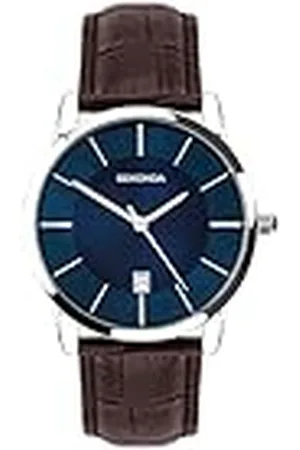 Sekonda Kvartsur för män med analog display och läderrem 3346, BLÅ
