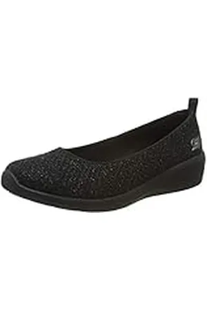 Skechers Dam Arya Sweet Glitz Slip On träningsskor, Svart metallisk stickad svart kanonmetall trim, 36.5 EU